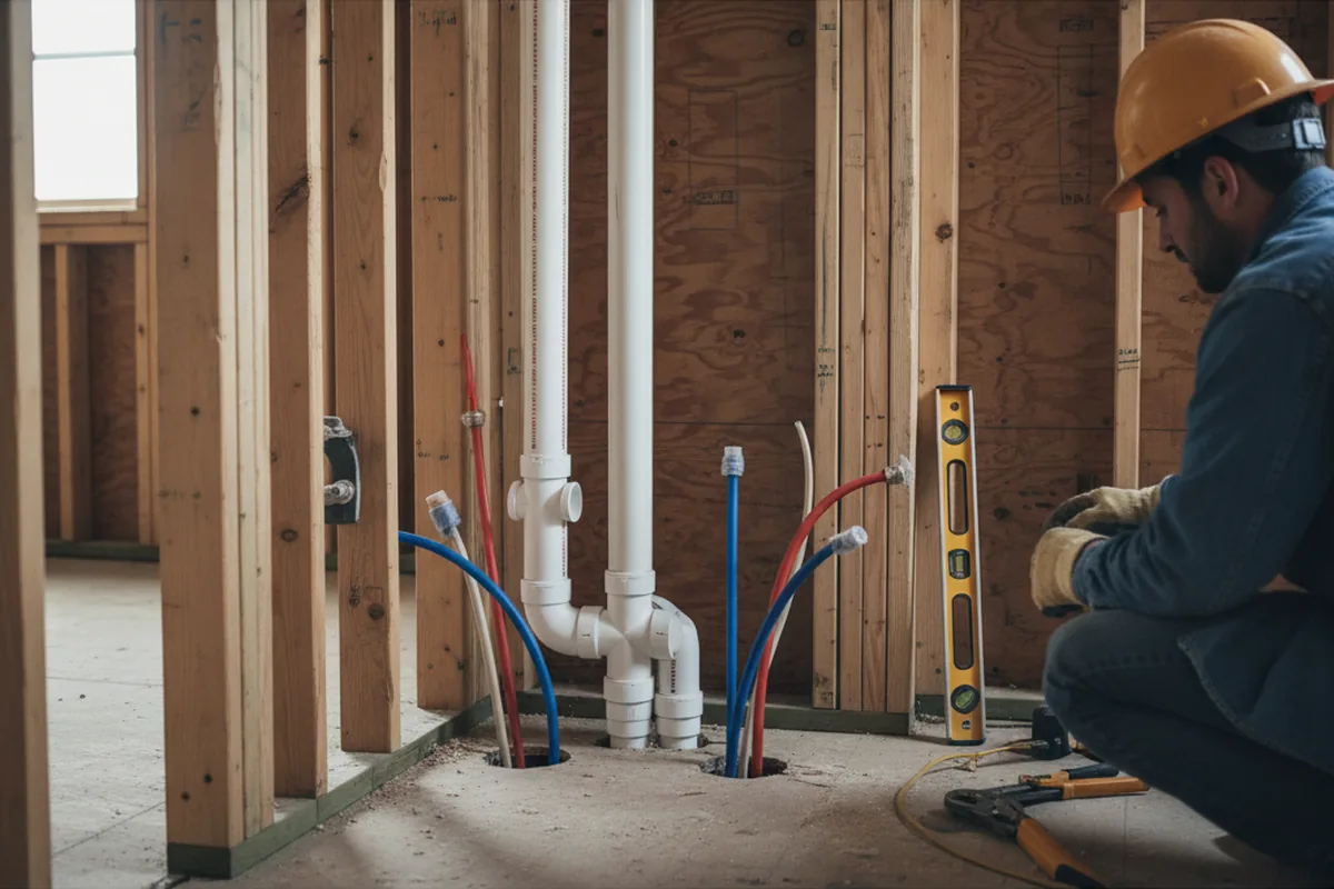 Drain and supply rough-in during Toilet Repair and Installation in Cambridge
